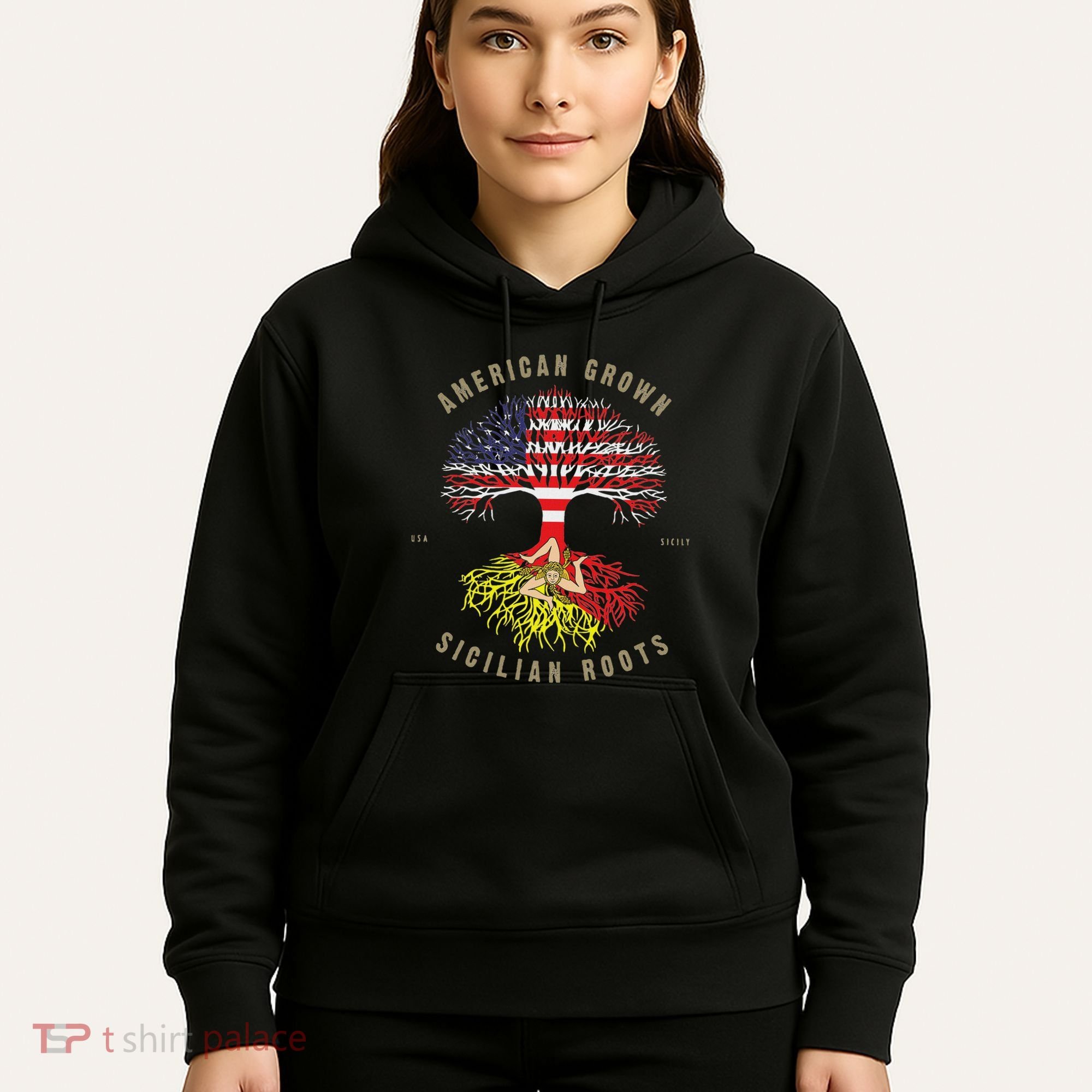 American Grown With Sicilian Roots Sicily Malta Hoodie