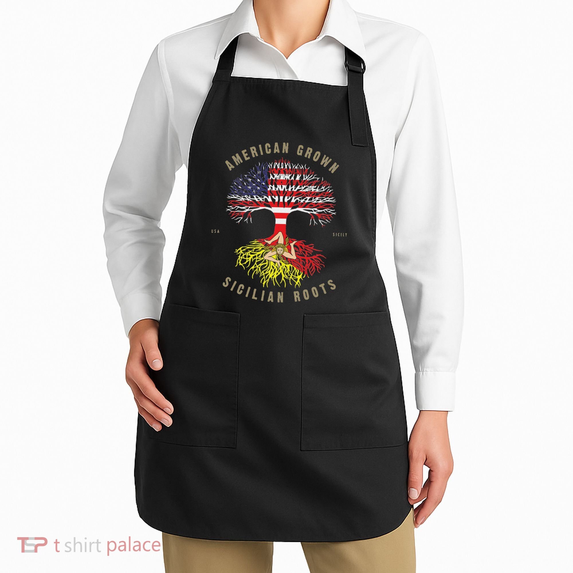 American Grown With Sicilian Roots Sicily Malta Apron