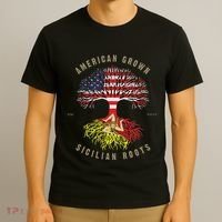 American Grown With Sicilian Roots Sicily Malta T-Shirt thumb 3