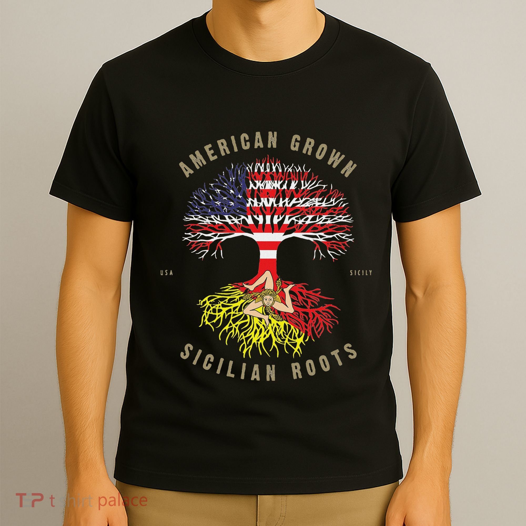 American Grown With Sicilian Roots Sicily Malta T-Shirt