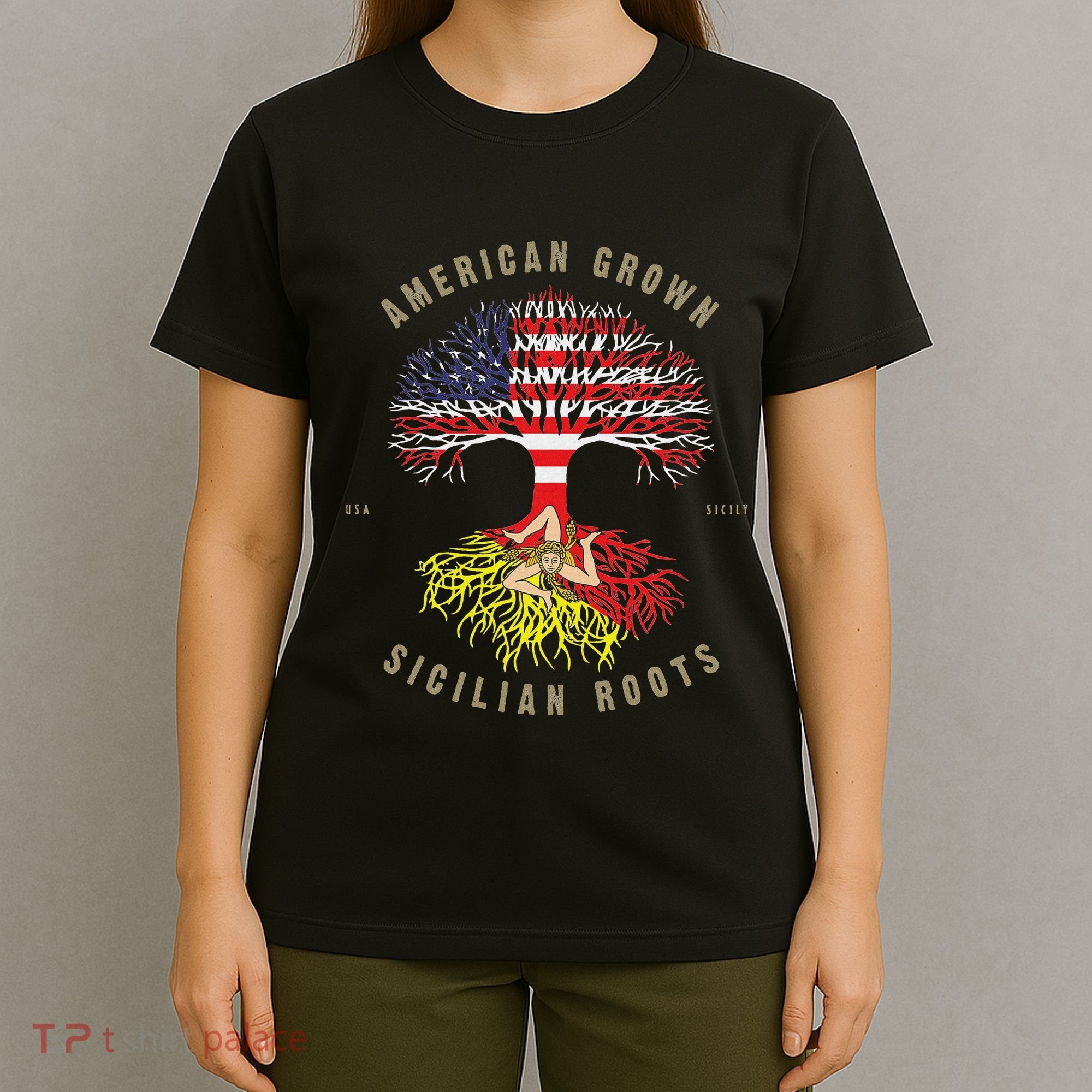 American Grown With Sicilian Roots Sicily Malta T-Shirt
