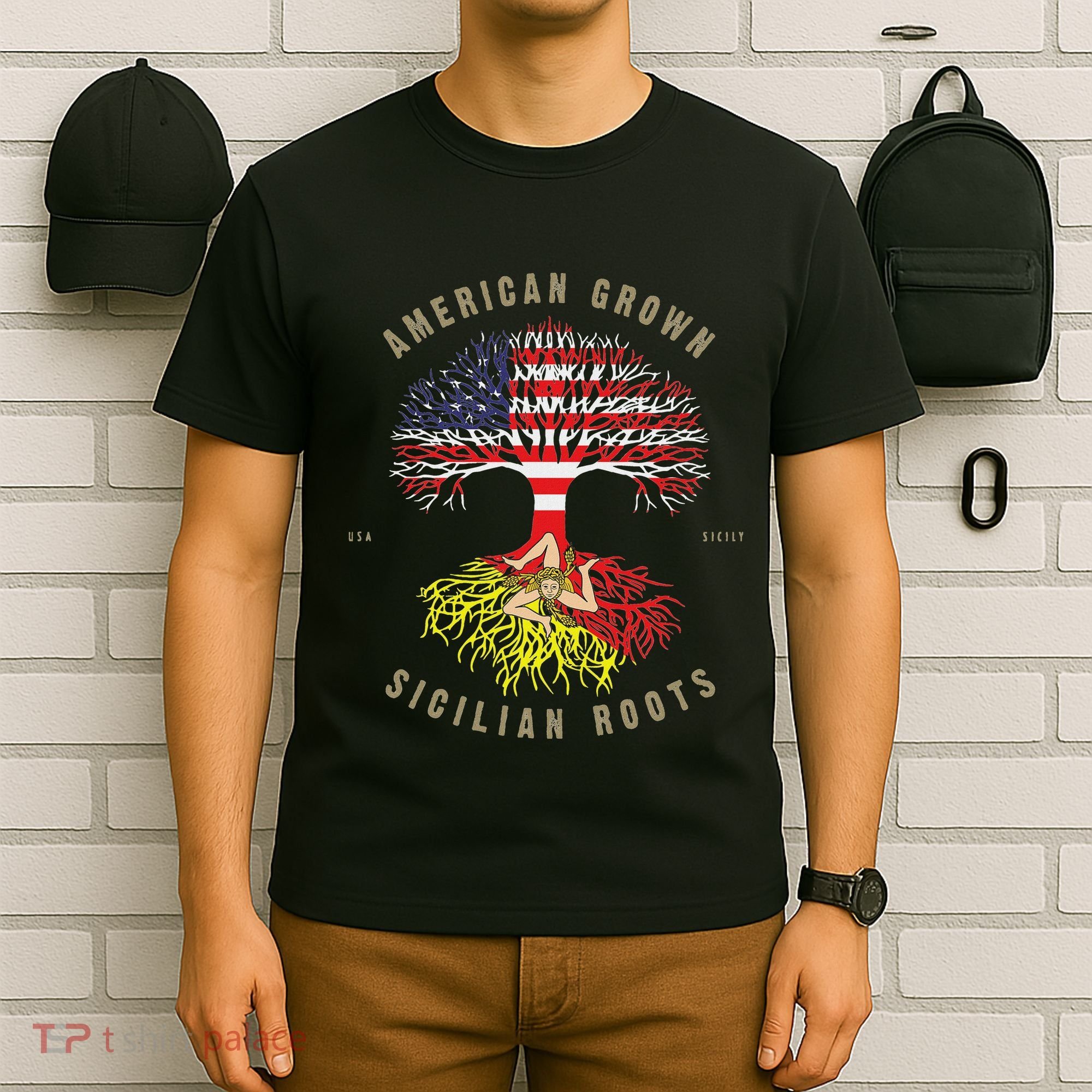 American Grown With Sicilian Roots Sicily Malta T-Shirt