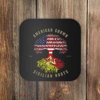 American Grown With Sicilian Roots Sicily Malta Coaster thumb 0