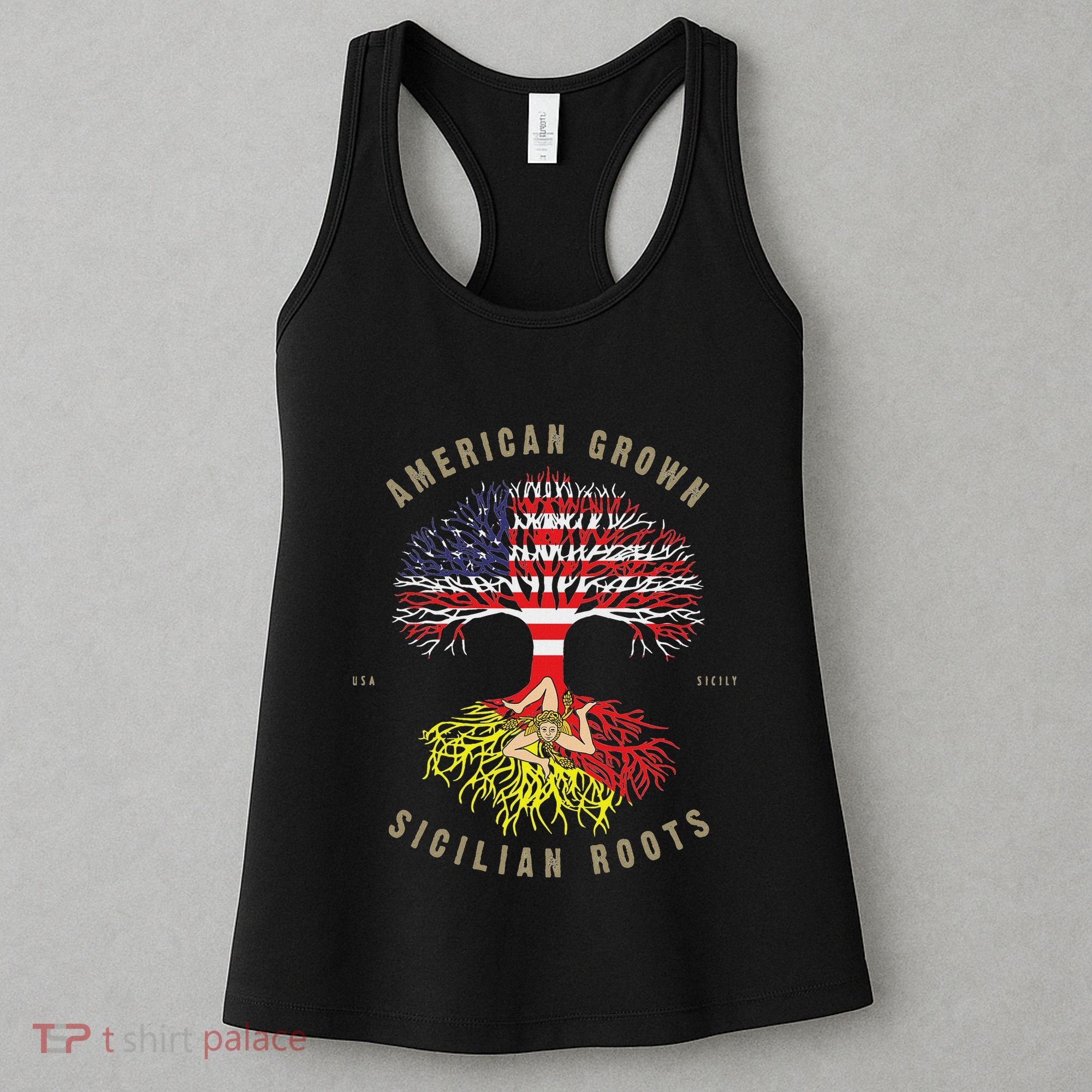 American Grown With Sicilian Roots Sicily Malta Women's Tank Top