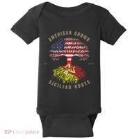 American Grown With Sicilian Roots Sicily Malta Baby Bodysuit thumb 0
