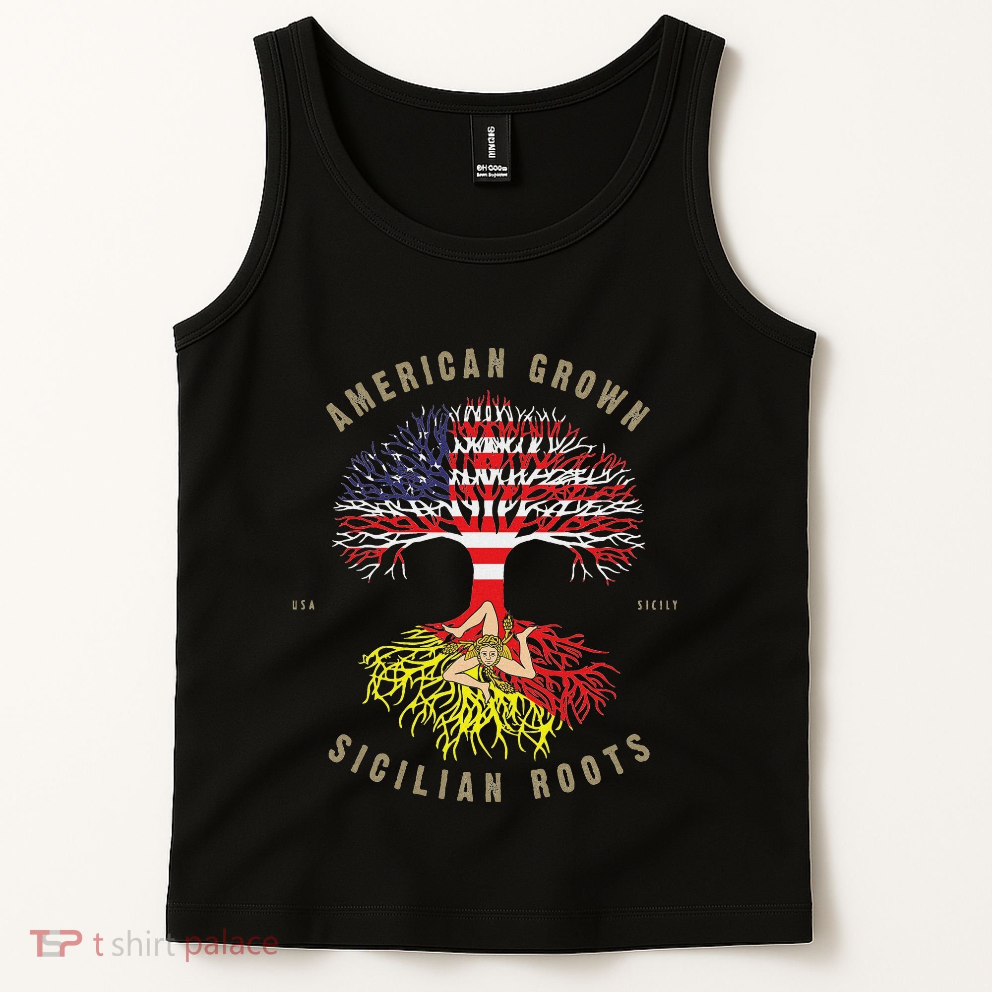 American Grown With Sicilian Roots Sicily Malta Tank Top