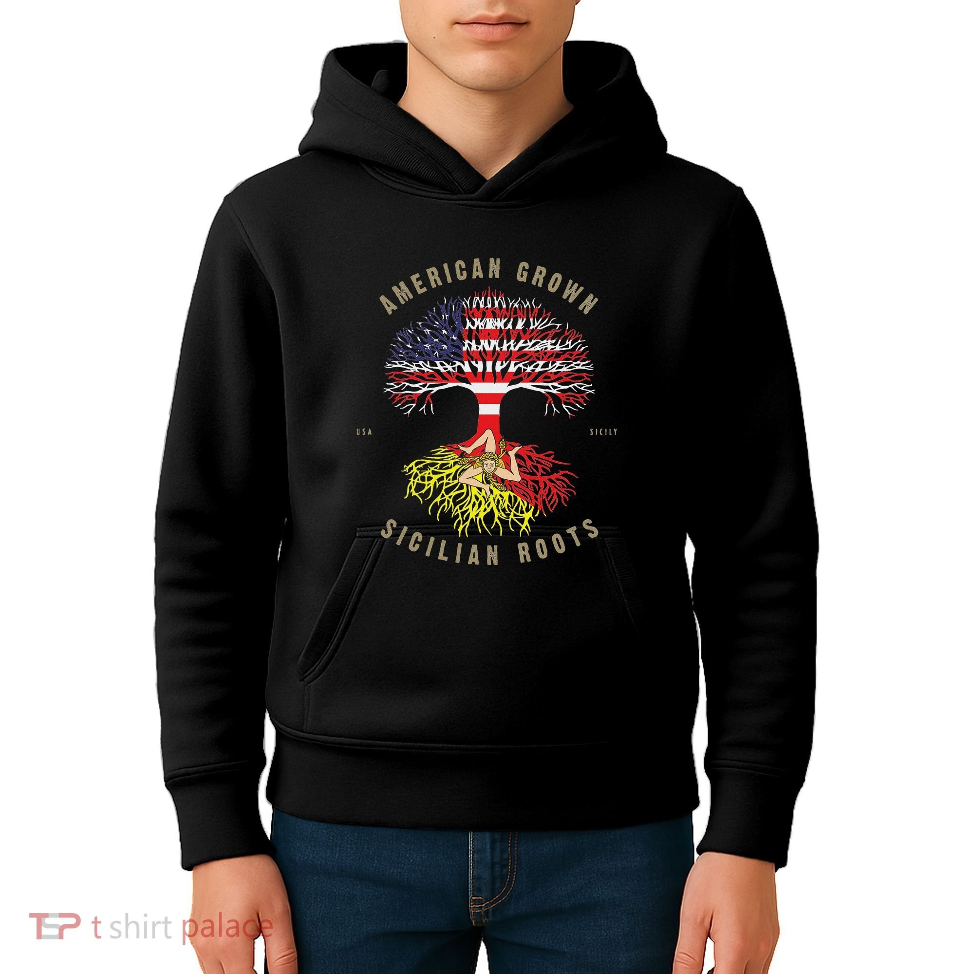 American Grown With Sicilian Roots Sicily Malta Kids Hoodie