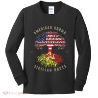 American Grown With Sicilian Roots Sicily Malta Kids Long Sleeve Shirt thumb 0