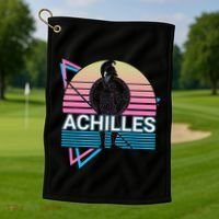 Achilles Greek Warrior Ancient Greek Mythology Retro Golf Towel thumb 1