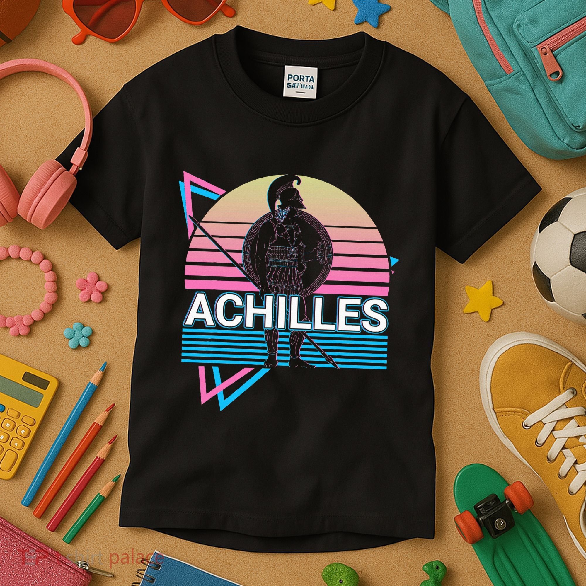 Achilles Greek Warrior Ancient Greek Mythology Retro Kids T-Shirt