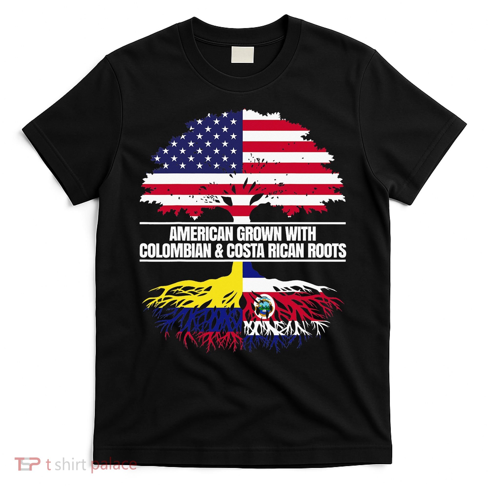 American Grown With Flag Heritage Colombia Costa Rica Roots T-Shirt