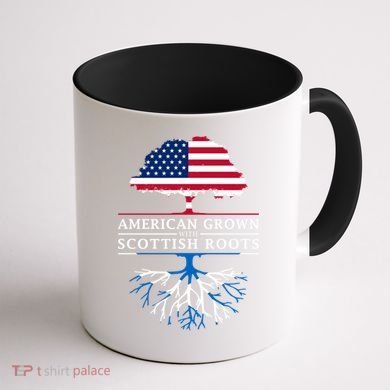 American Grown With Scottish Roots Gift Scotland Gift Coffee Mug back