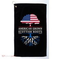 American Grown With Scottish Roots Gift Scotland Gift Golf Towel thumb 0