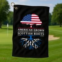 American Grown With Scottish Roots Gift Scotland Gift Golf Towel thumb 1