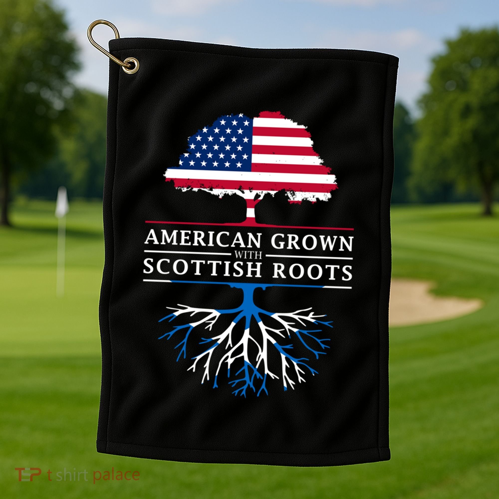American Grown With Scottish Roots Gift Scotland Gift Golf Towel