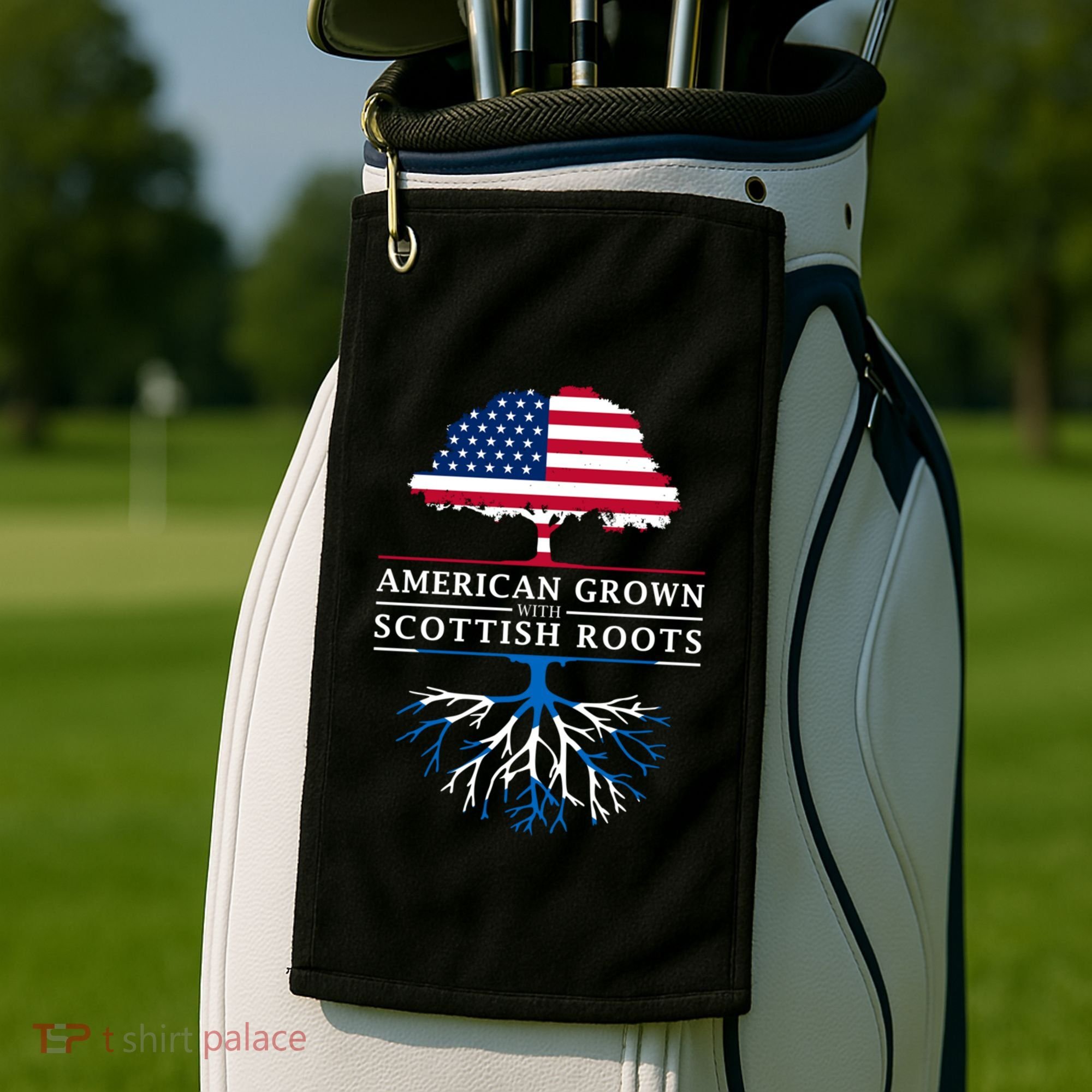 American Grown With Scottish Roots Gift Scotland Gift Golf Towel
