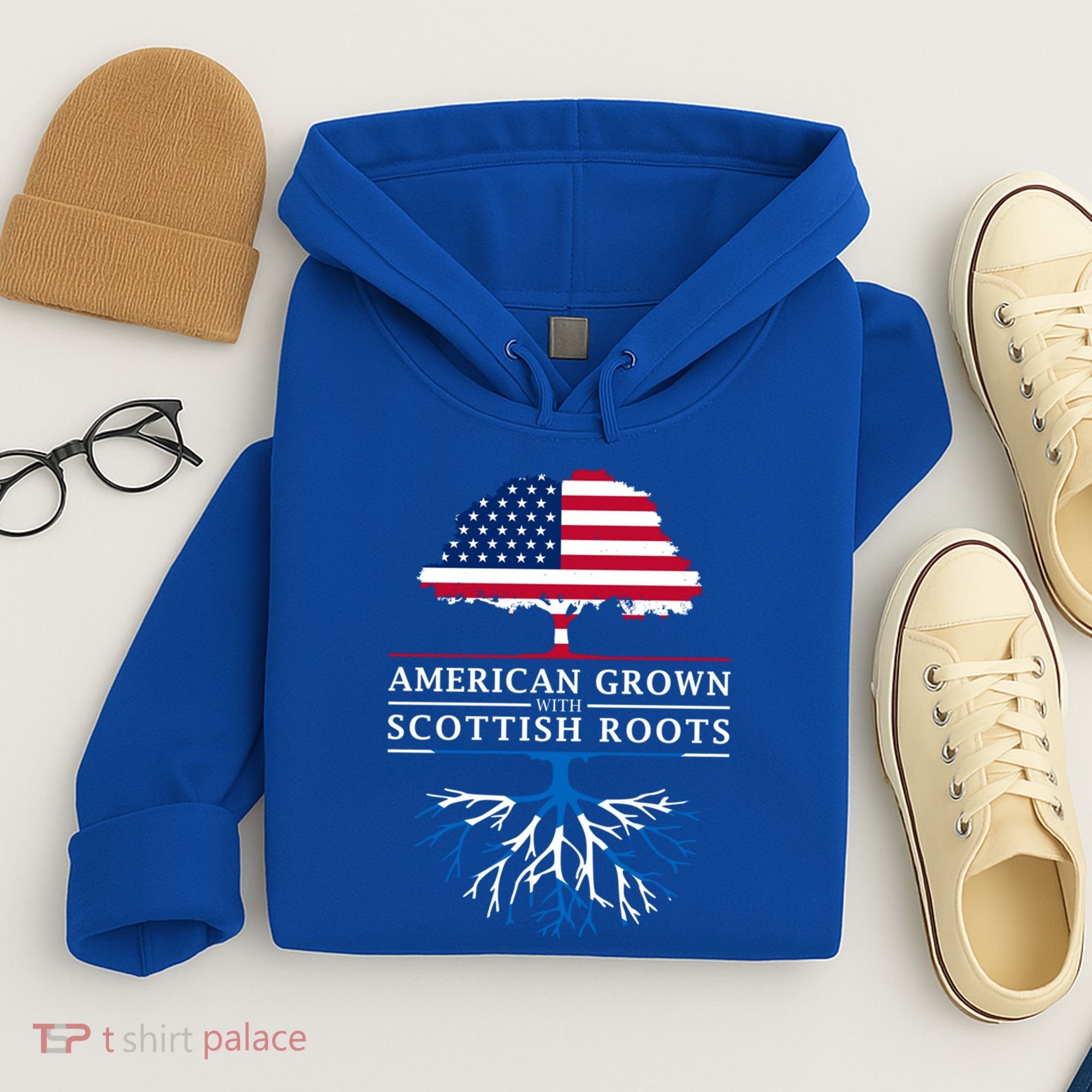 American Grown With Scottish Roots Gift Scotland Gift Hoodie