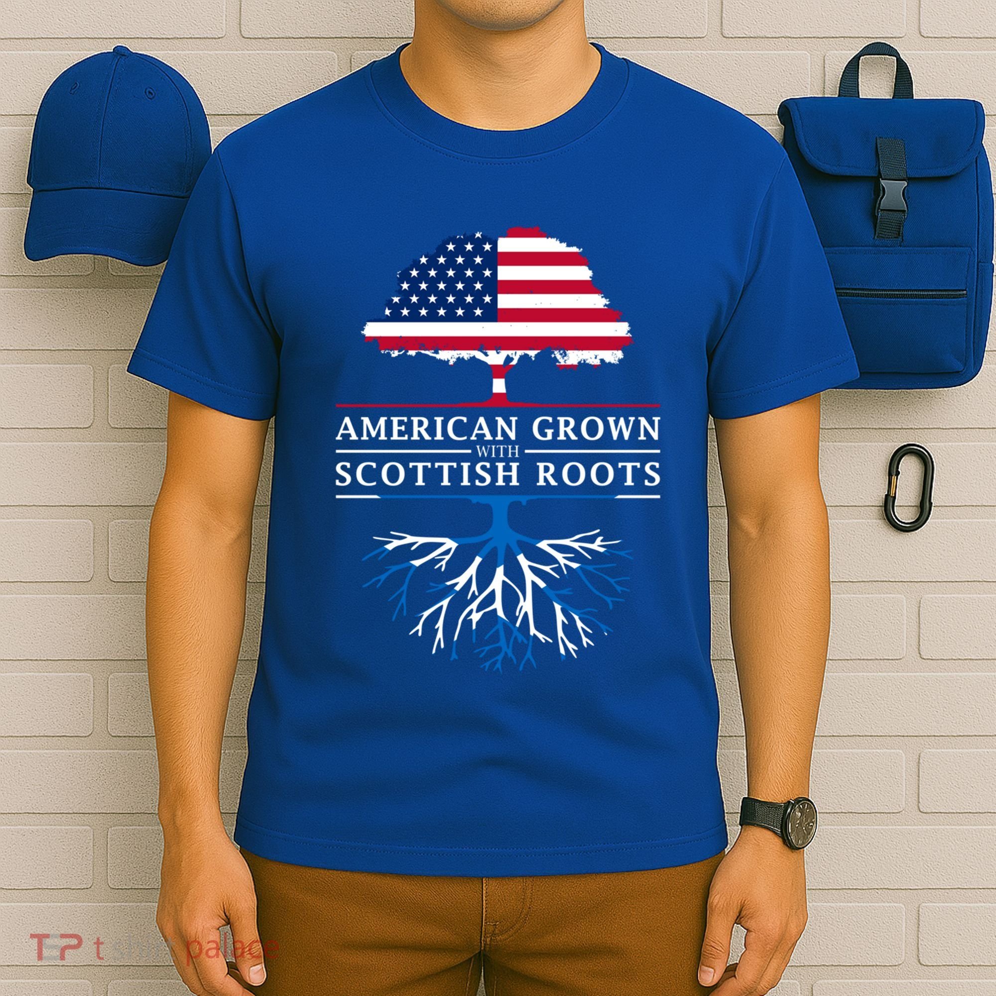 American Grown With Scottish Roots Gift Scotland Gift T-Shirt