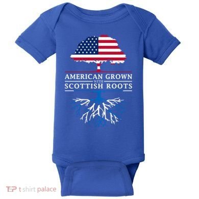 American Grown With Scottish Roots Gift Scotland Gift Baby Bodysuit