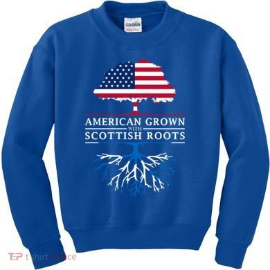 American Grown With Scottish Roots Gift Scotland Gift Kids Sweatshirt