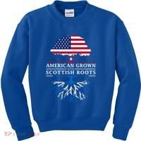 American Grown With Scottish Roots Gift Scotland Gift Kids Sweatshirt thumb 0