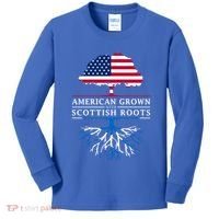 American Grown With Scottish Roots Gift Scotland Gift Kids Long Sleeve Shirt thumb 0