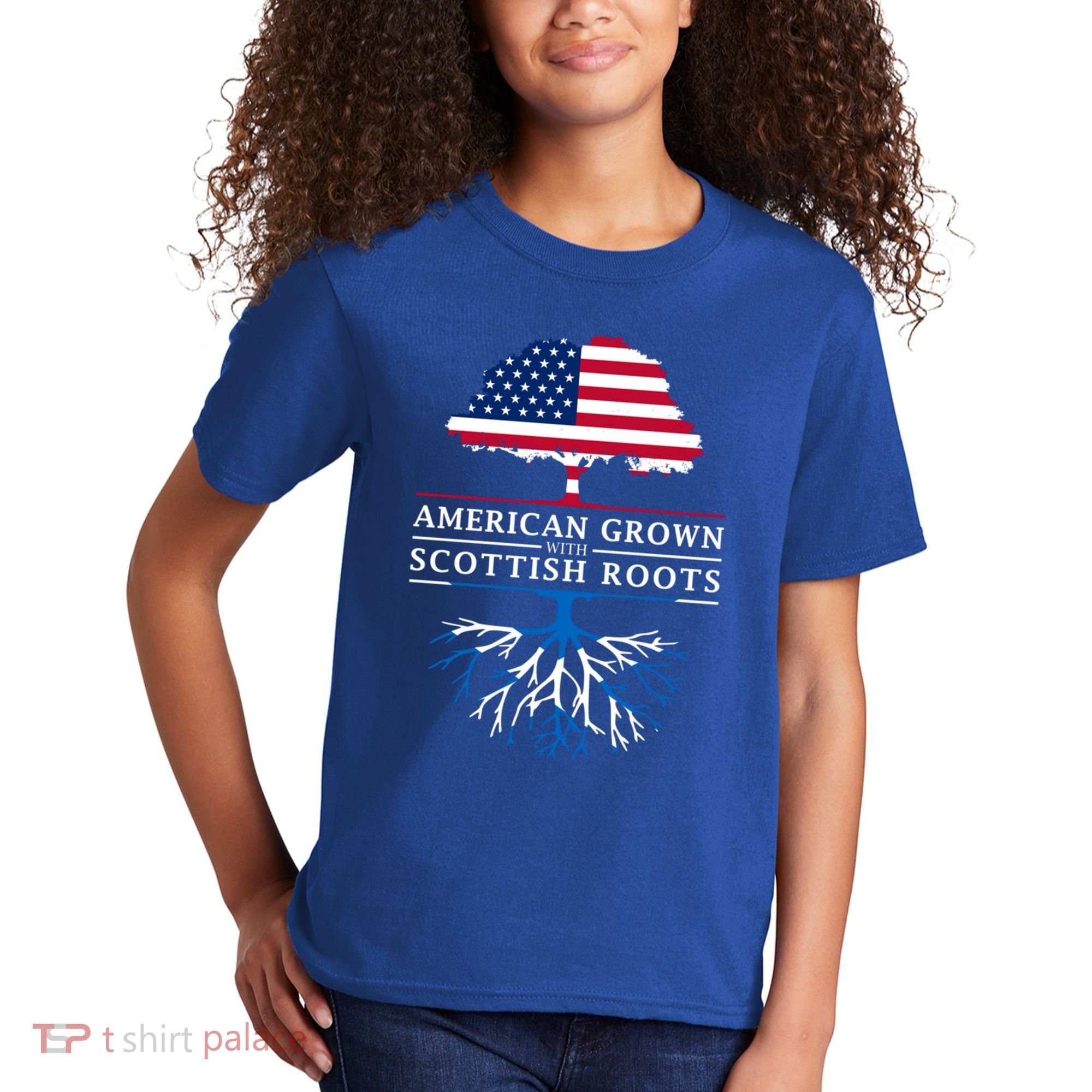 American Grown With Scottish Roots Gift Scotland Gift Kids T-Shirt