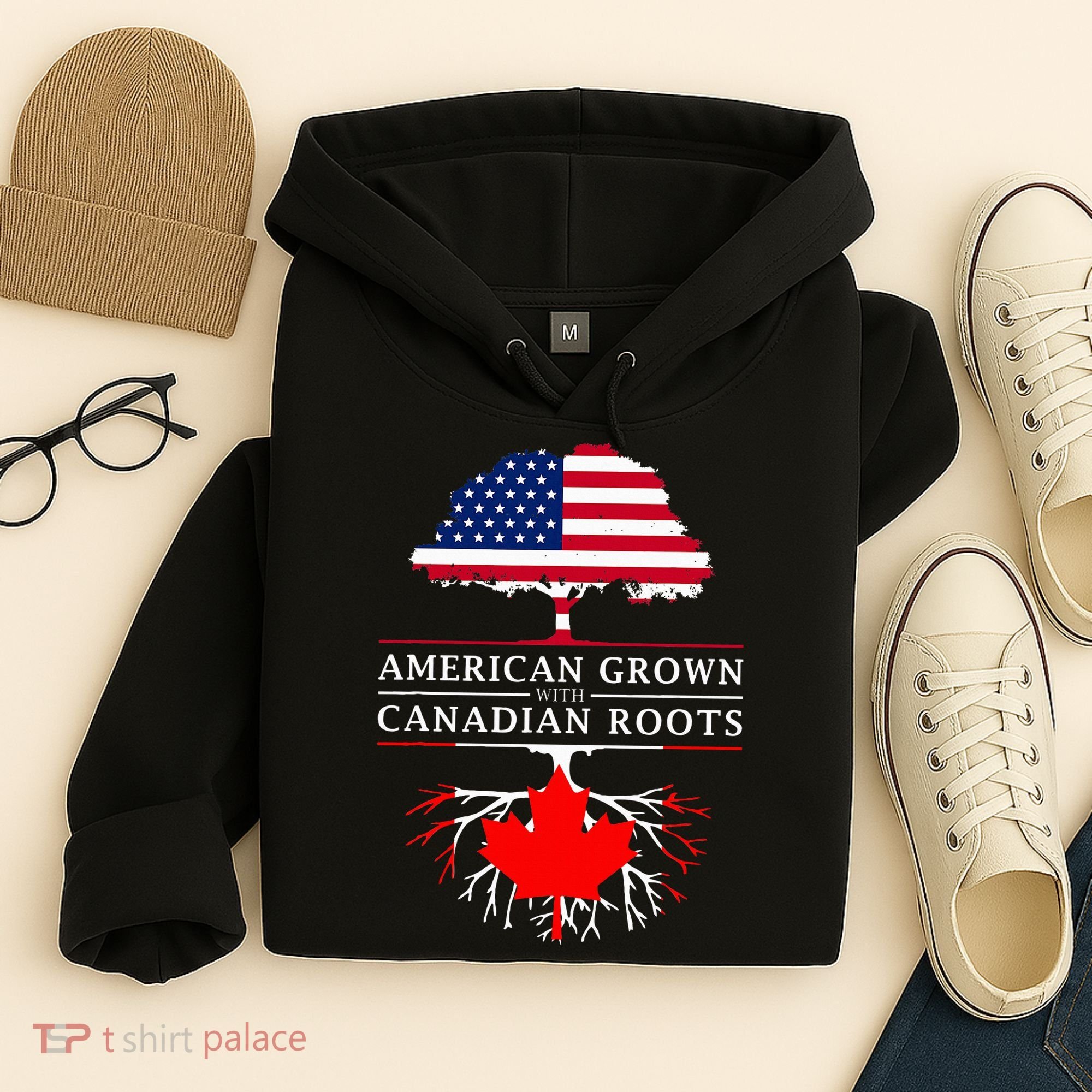 American Grown With Canadian Roots Canada Hoodie
