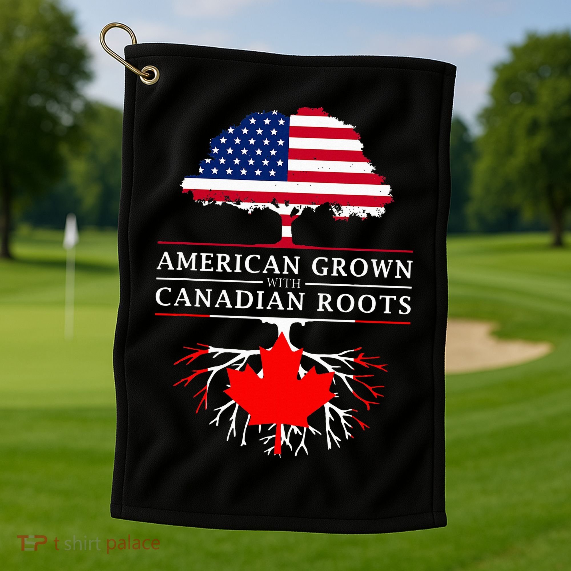 American Grown With Canadian Roots Canada Golf Towel