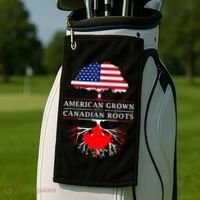 American Grown With Canadian Roots Canada Golf Towel thumb 2