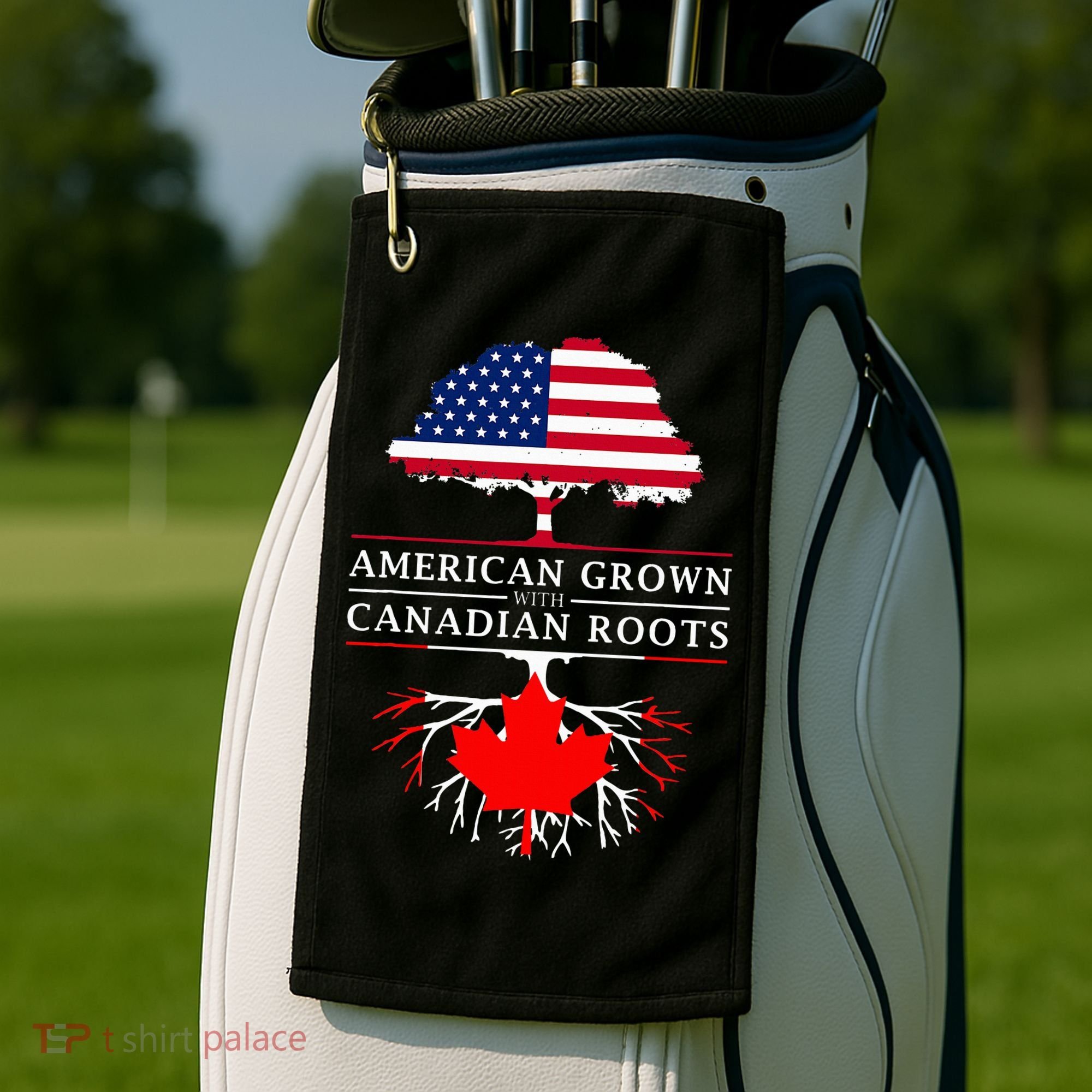 American Grown With Canadian Roots Canada Golf Towel