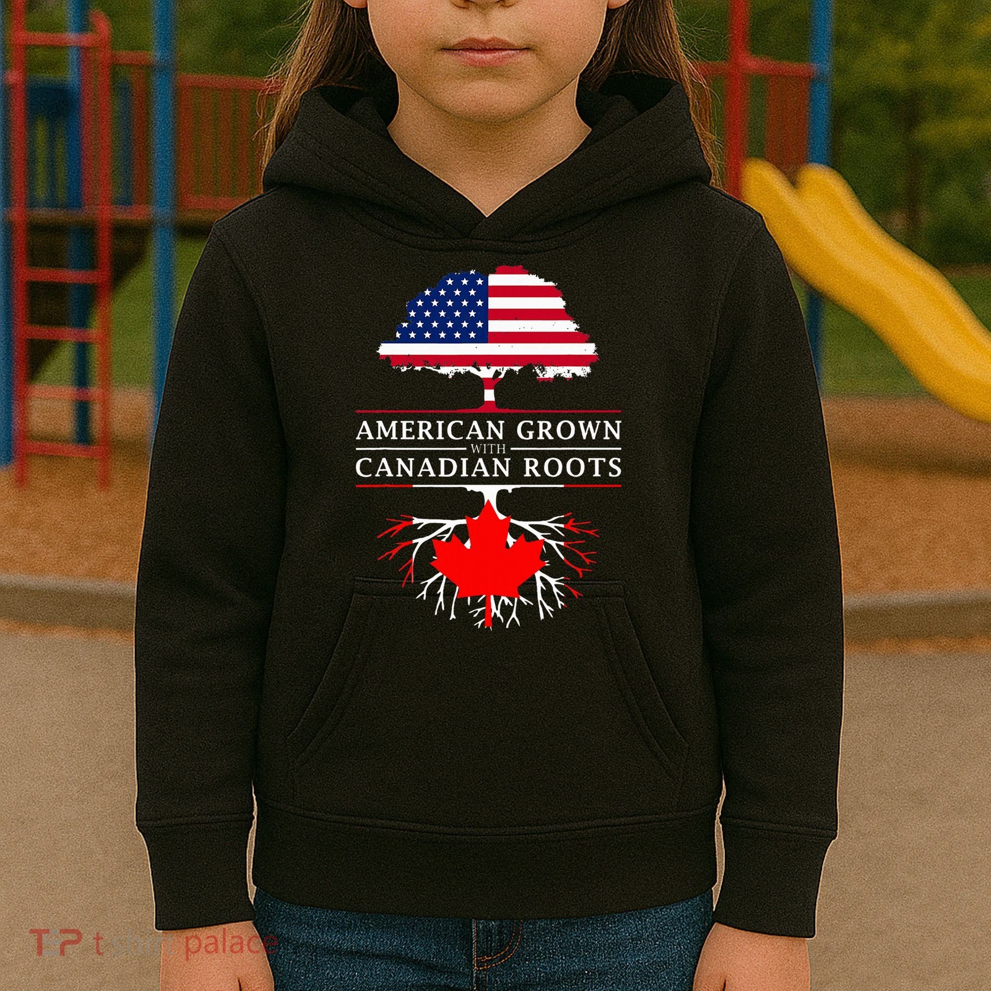 American Grown With Canadian Roots Canada Kids Hoodie