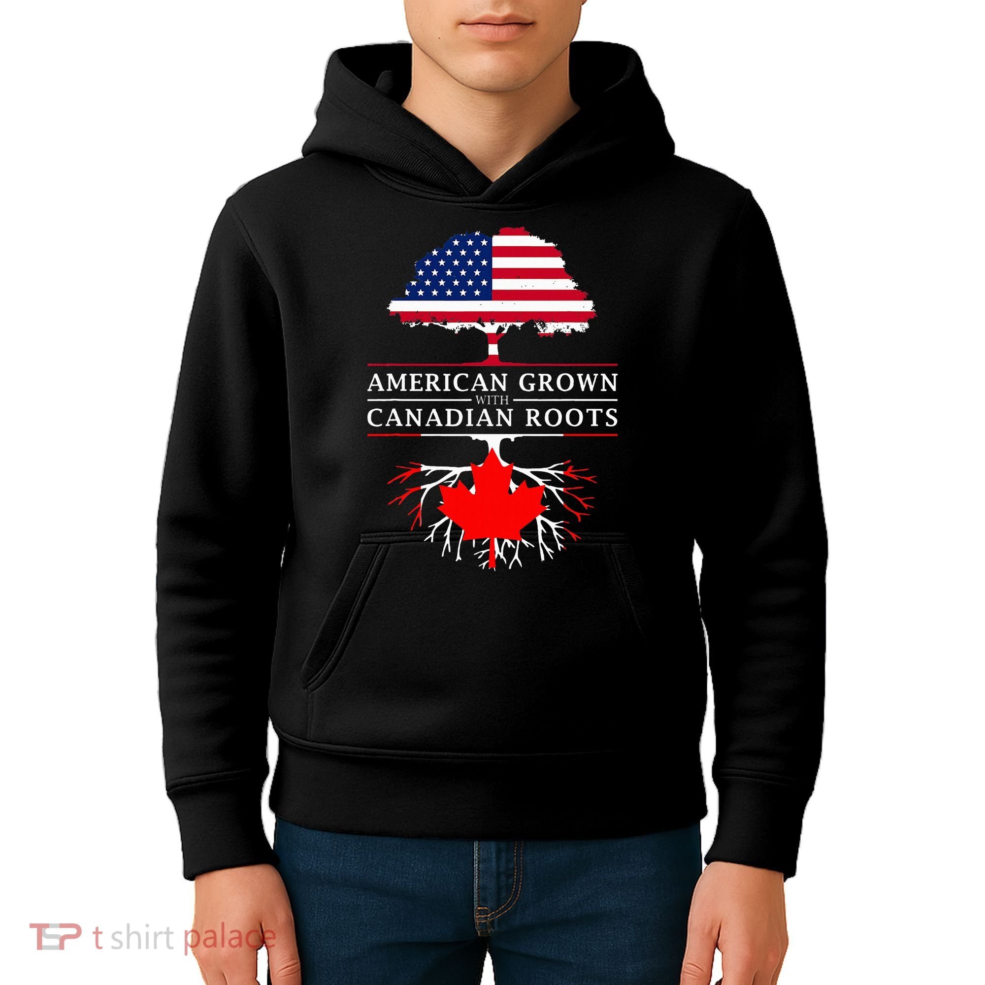 American Grown With Canadian Roots Canada Kids Hoodie