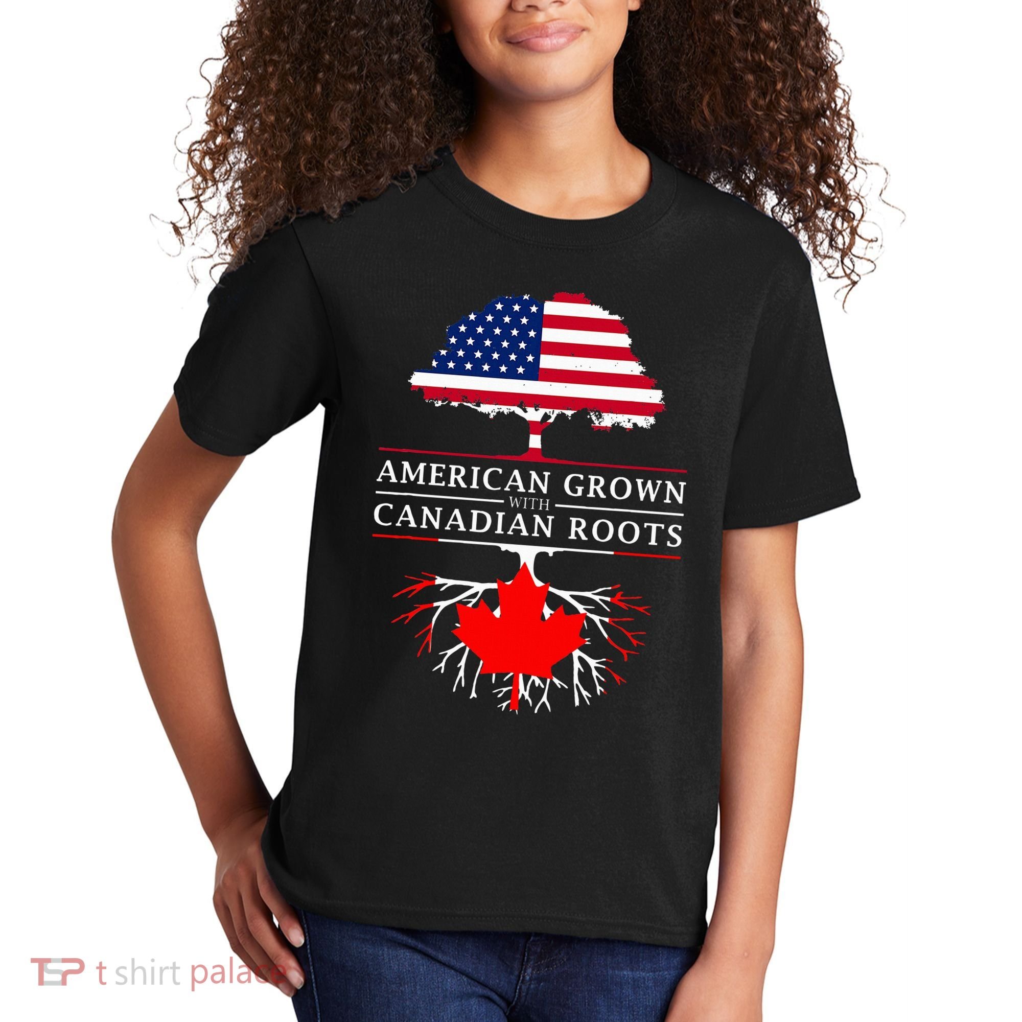 American Grown With Canadian Roots Canada Kids T-Shirt