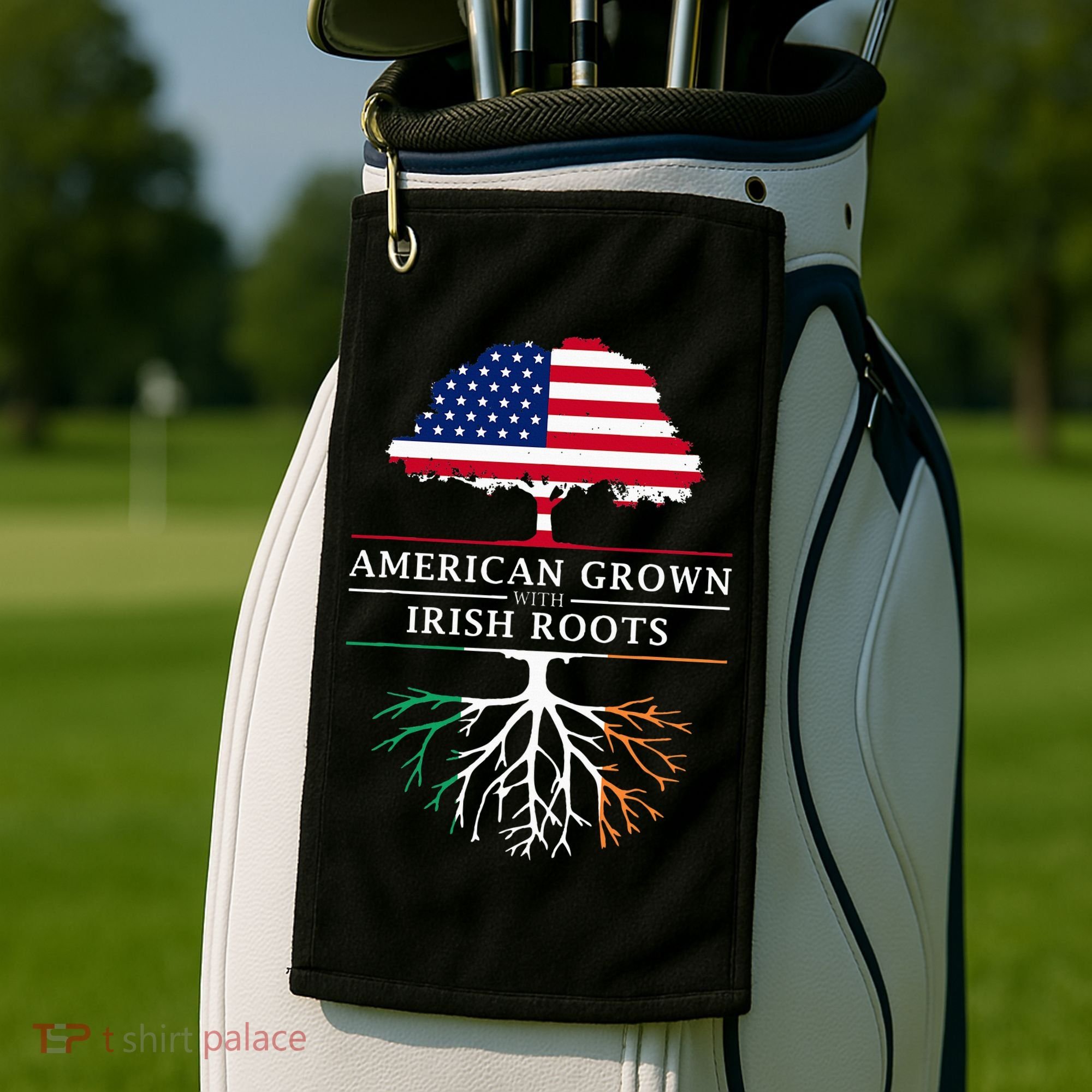 American Grown with Irish Roots Ireland Golf Towel