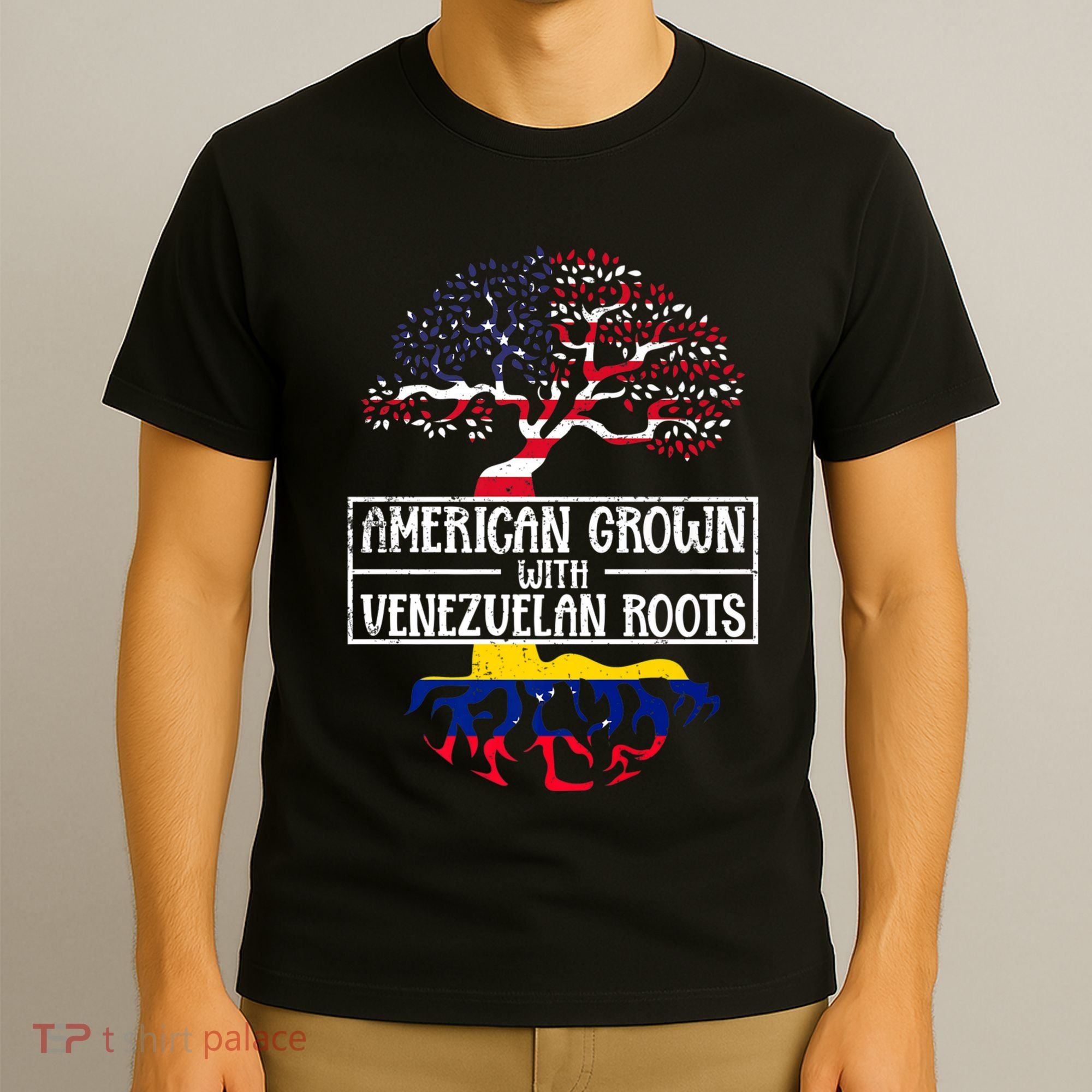 American Grown With Venezuelan Roots Usa Flag Venezuela T-Shirt