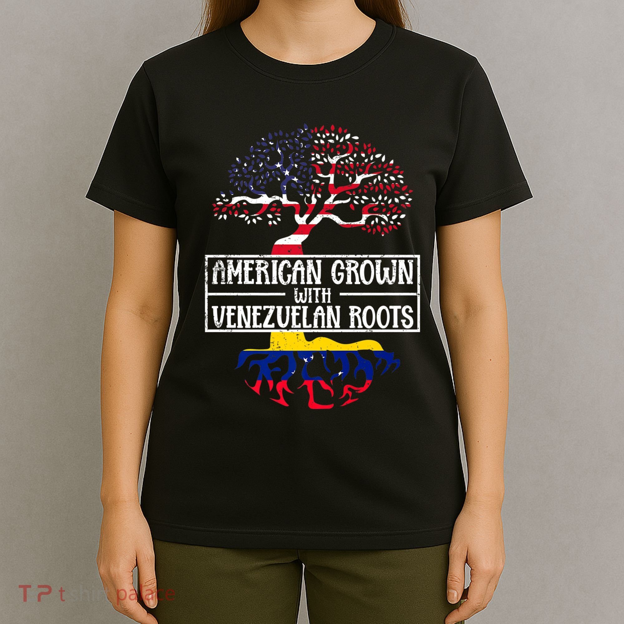 American Grown With Venezuelan Roots Usa Flag Venezuela T-Shirt