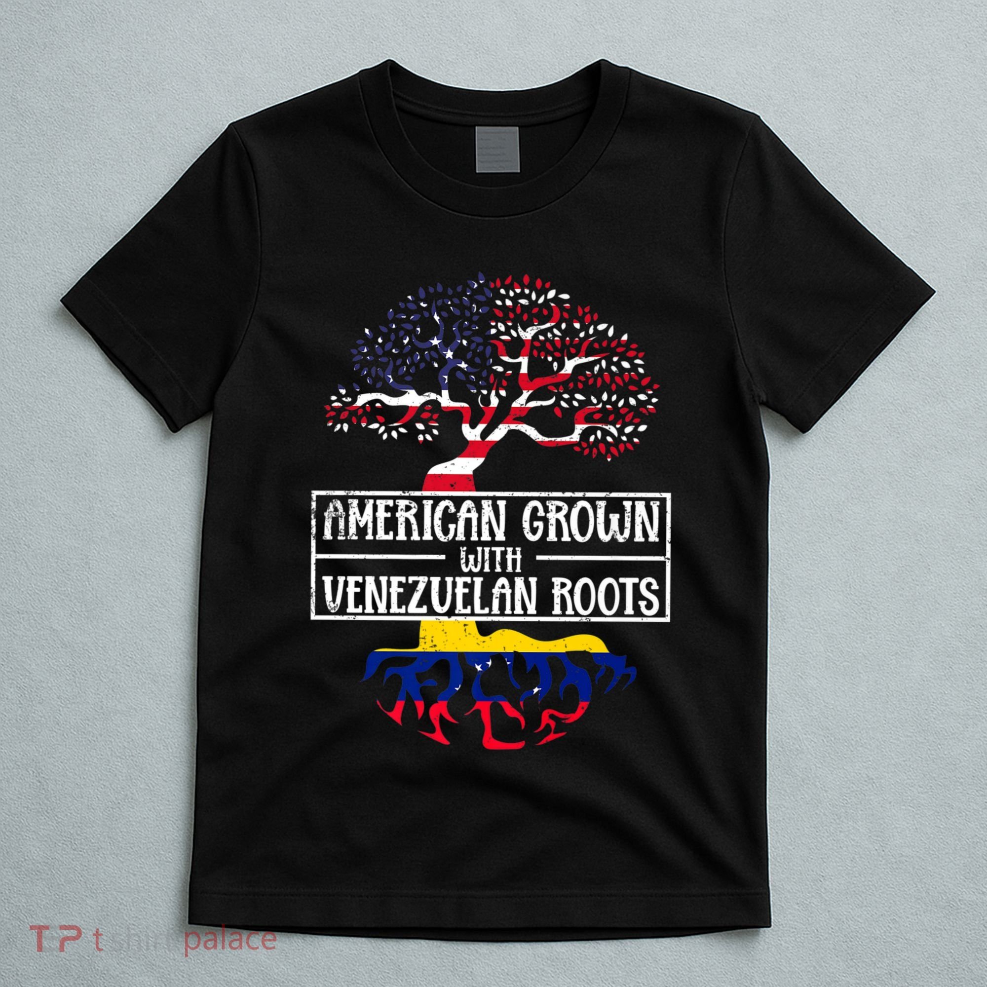 American Grown With Venezuelan Roots Usa Flag Venezuela T-Shirt