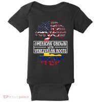 American Grown With Venezuelan Roots Usa Flag Venezuela Baby Bodysuit thumb 0