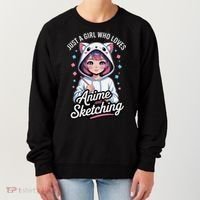 Anime Girl With Cat Ears Holding Marker Women's Sweatshirt thumb 0