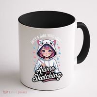 Anime Girl With Cat Ears Holding Marker Coffee Mug thumb 1