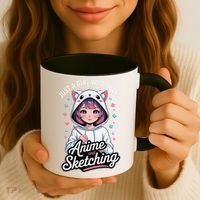 Anime Girl With Cat Ears Holding Marker Coffee Mug thumb 3