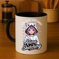 Anime Girl With Cat Ears Holding Marker Coffee Mug thumb 4
