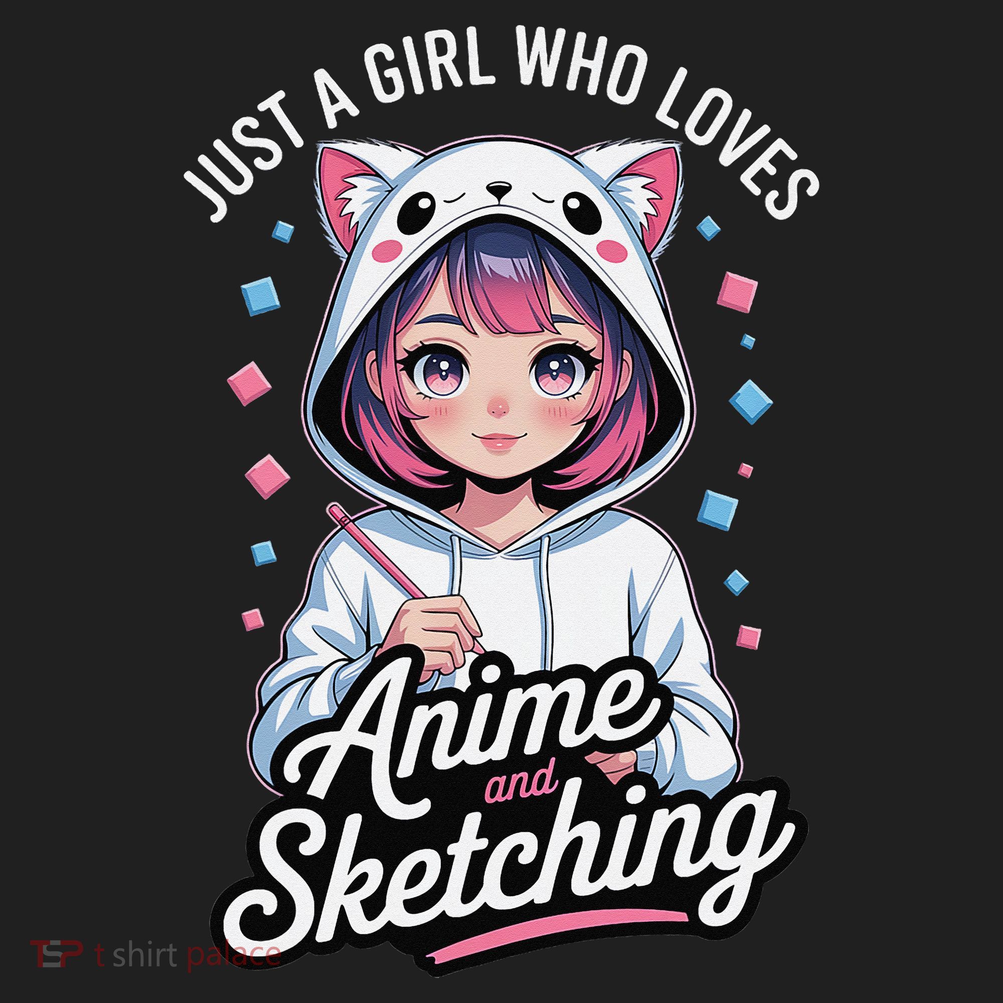 Anime Girl With Cat Ears Holding Marker Beanie