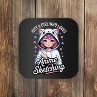 Anime Girl With Cat Ears Holding Marker Coaster thumb 0