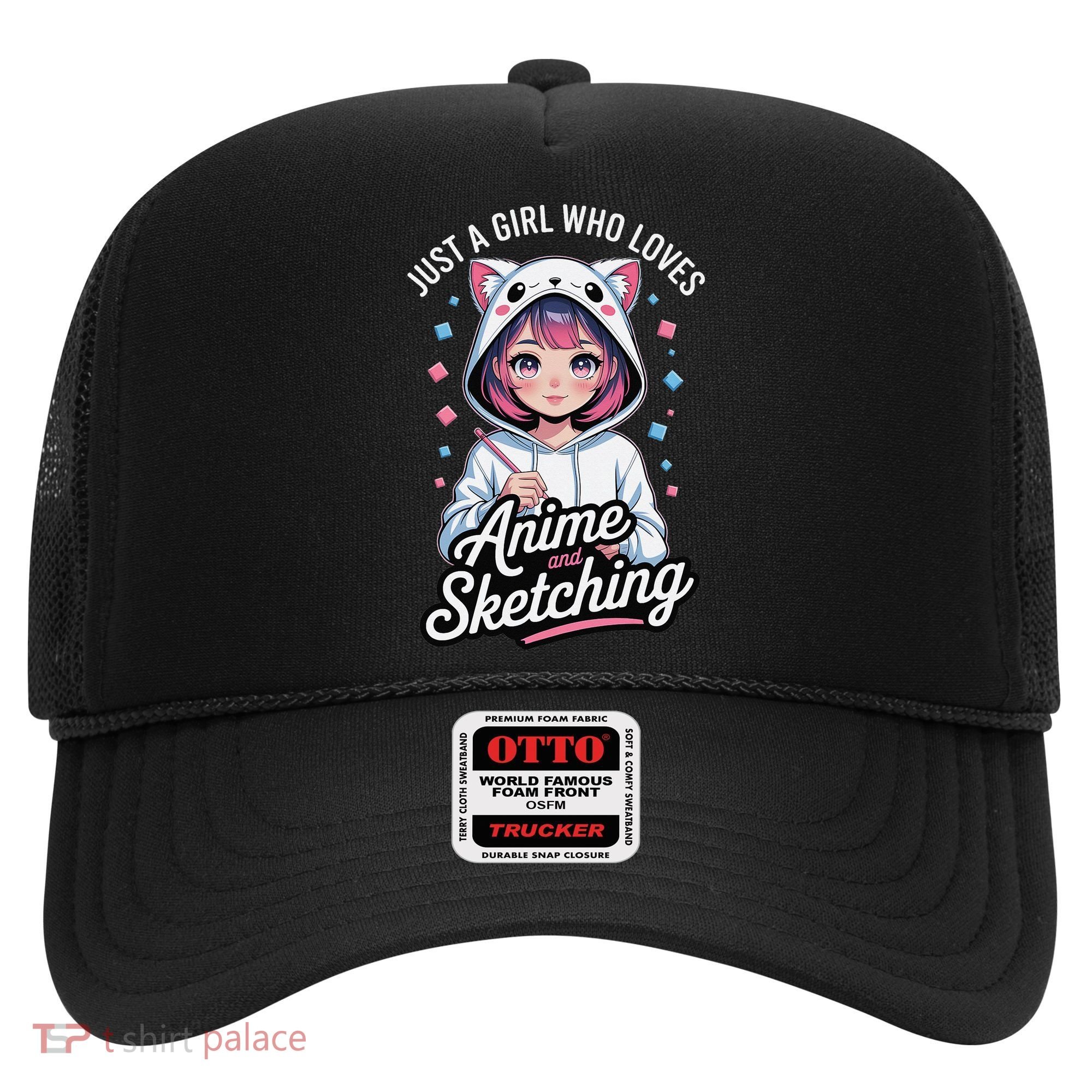 Anime Girl With Cat Ears Holding Marker Hat