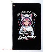 Anime Girl With Cat Ears Holding Marker Golf Towel thumb 0
