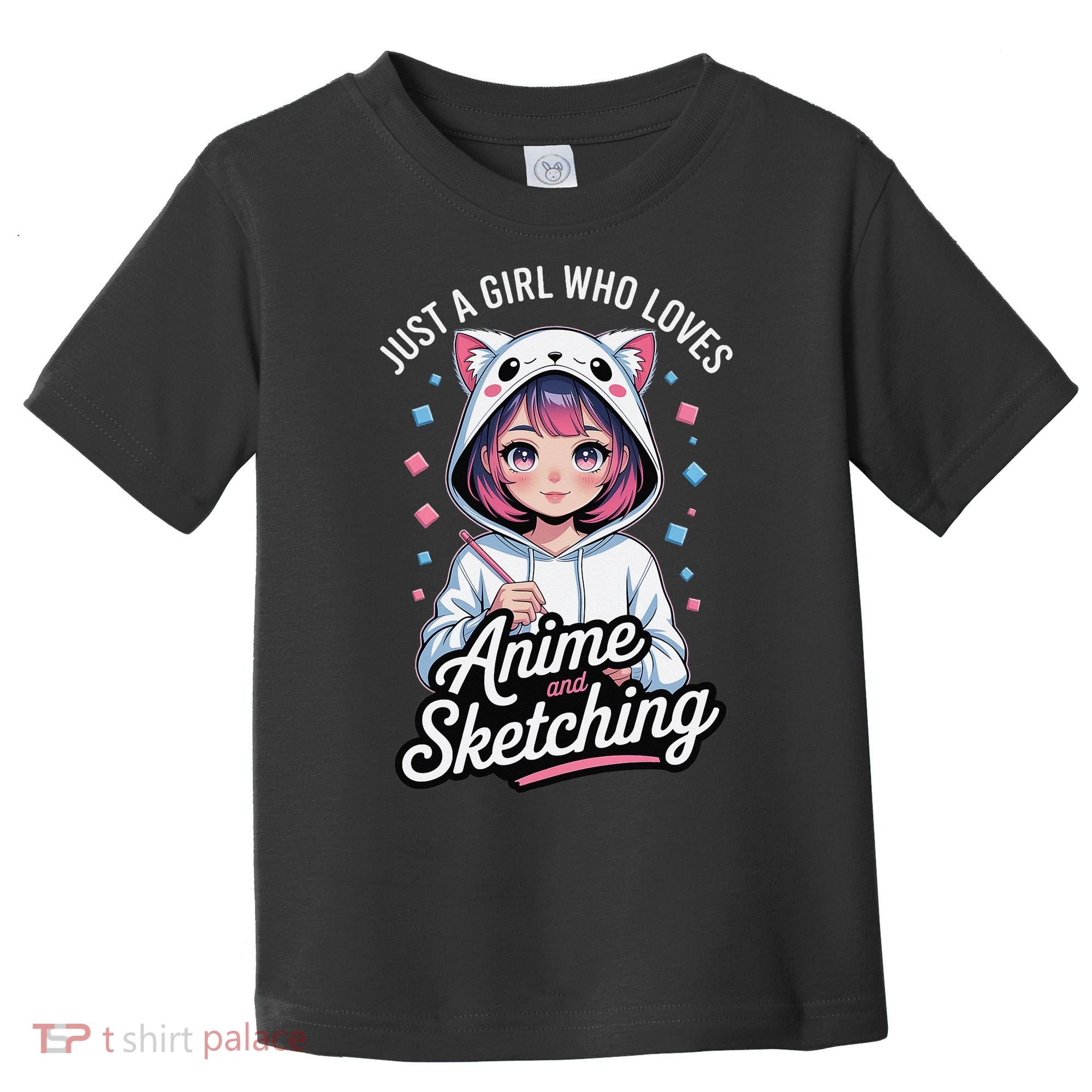 Anime Girl With Cat Ears Holding Marker Toddler T-Shirt