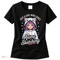 Anime Girl With Cat Ears Holding Marker Women's T-Shirt thumb 0