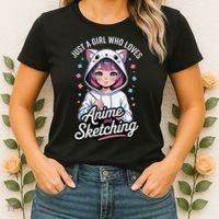 Anime Girl With Cat Ears Holding Marker Women's T-Shirt thumb 2